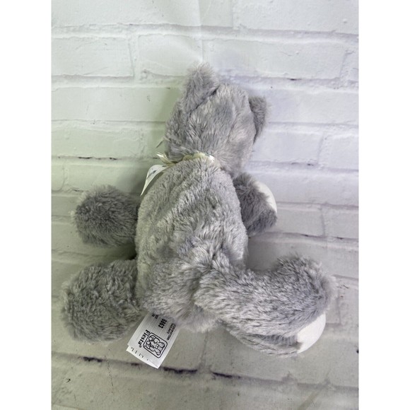 Fiesta Kitten Kitty Cat Floppy Stuffed Plush Gray White Fish Bone Bow Pink Nose - Picture 5 of 10